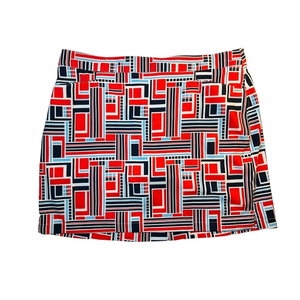GGBlue Luxe Sport Red & Blue Geo Print Activewear Skort  Size 16 Golf Pickleball